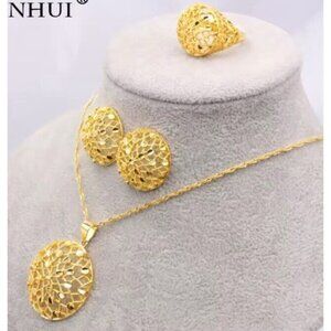 18kt Gold Plated Necklace set Dubai gold Jewelry African Jewelry Earrings